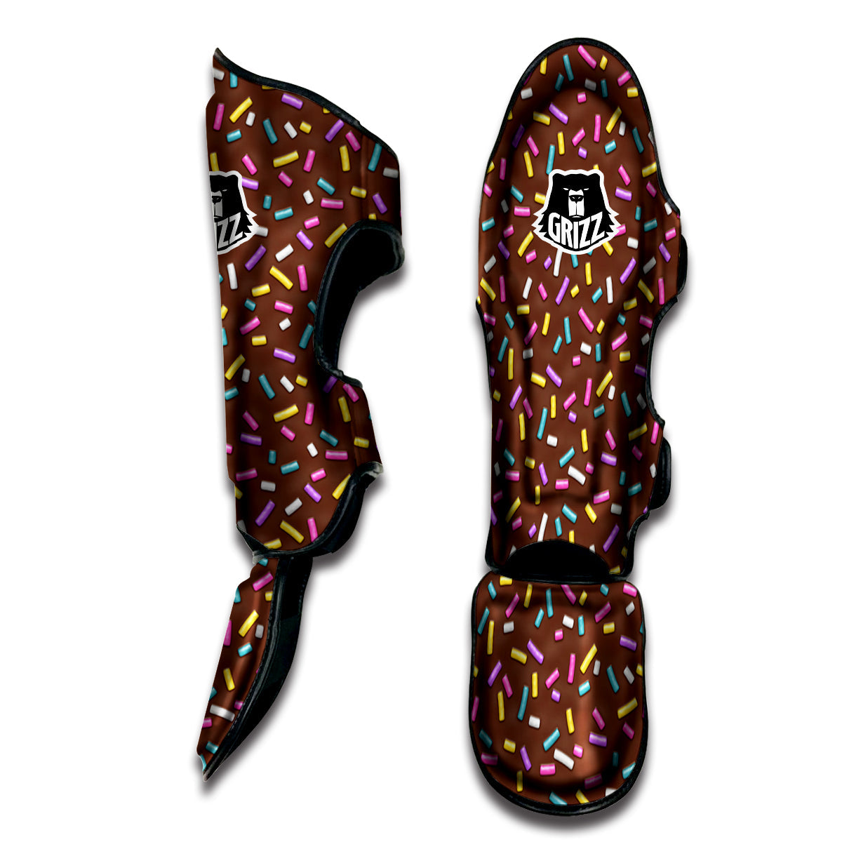 Brown Candy Sprinkles Sweet Print Pattern Muay Thai Shin Guards-grizzshop