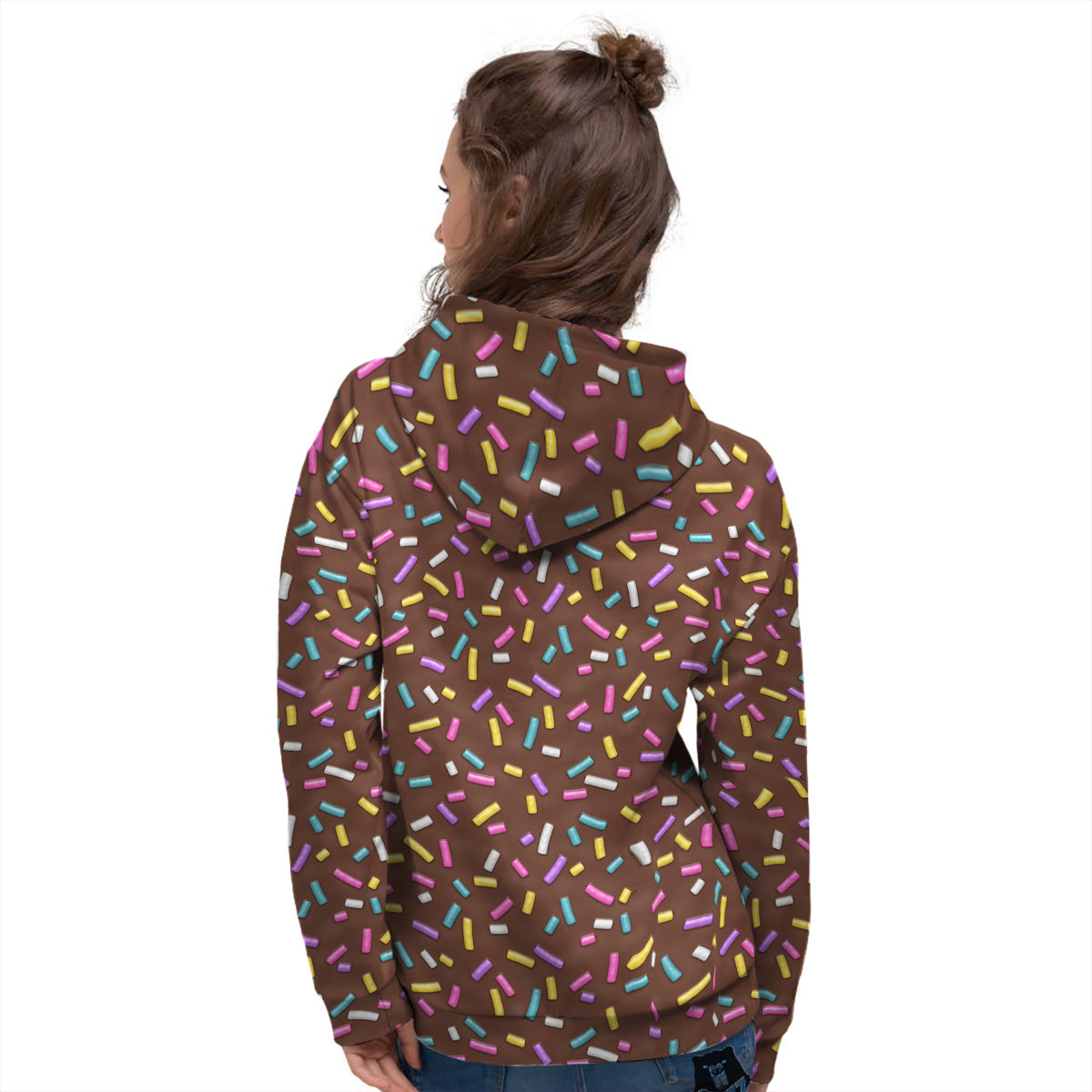 Brown Candy Sprinkles Sweet Print Pattern Women's Hoodie-grizzshop