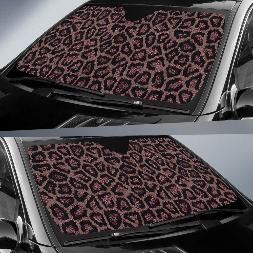 Brown Cheetah Leopard Pattern Print Car Sun Shade-grizzshop