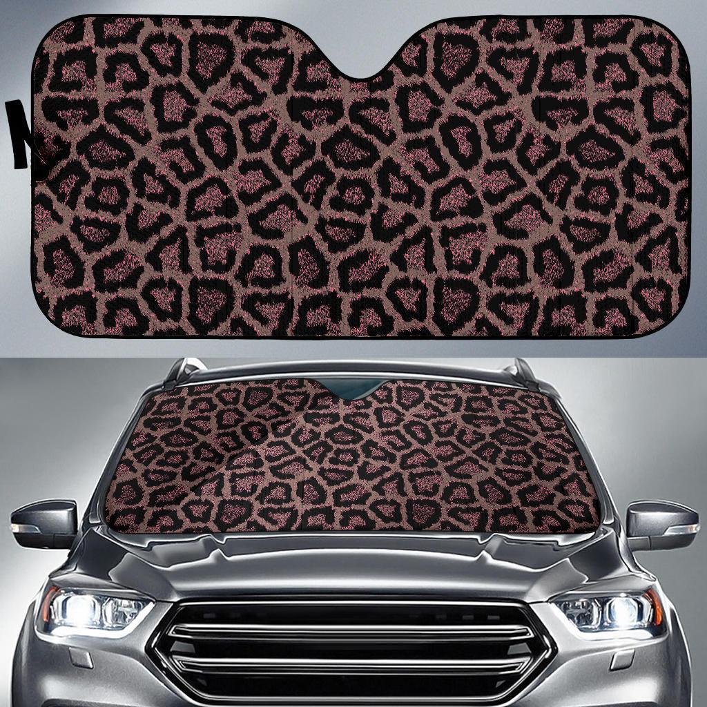 Brown Cheetah Leopard Pattern Print Car Sun Shade-grizzshop