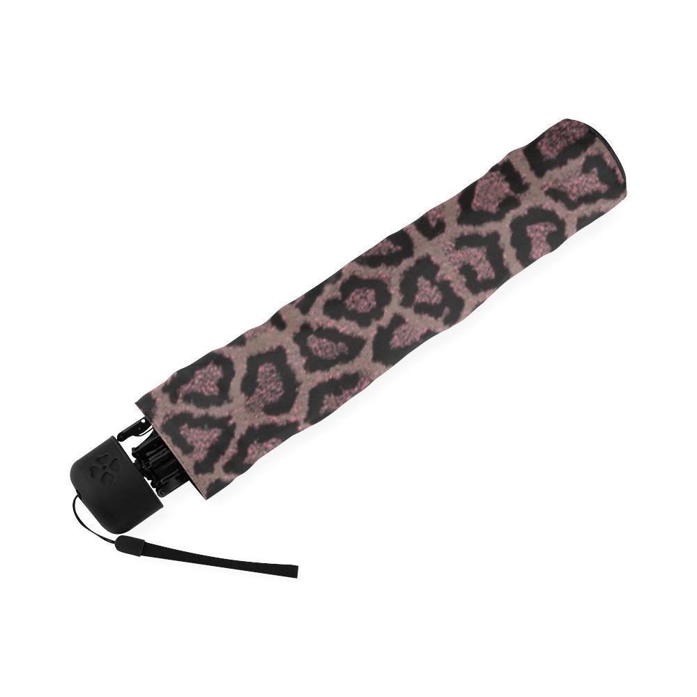 Brown Cheetah Leopard Pattern Print Foldable Umbrella-grizzshop