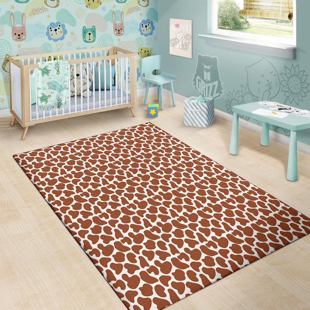 Pink And Grey Cow Print Floor Mat