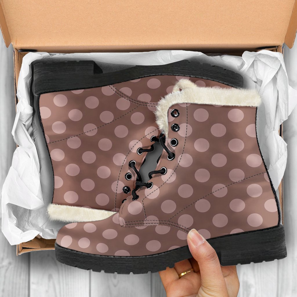 Brown Chocolate Polka dot Pattern Print Comfy Winter Boots-grizzshop