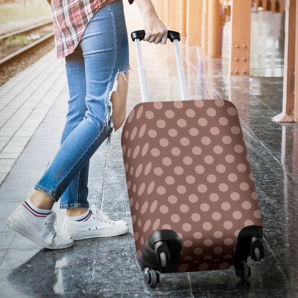 Brown Chocolate Polka dot Pattern Print Luggage Cover Protector-grizzshop