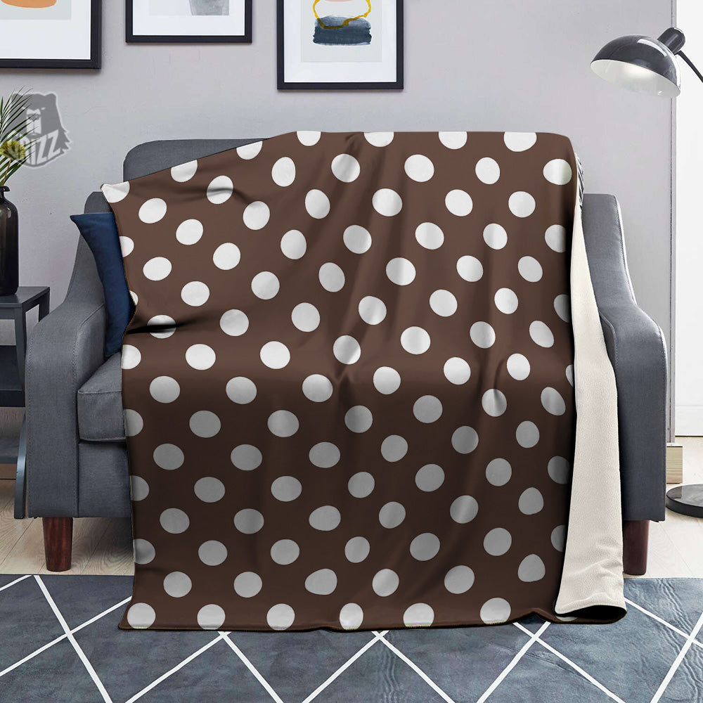 Brown Color Polka Dot Print Pattern Blanket-grizzshop