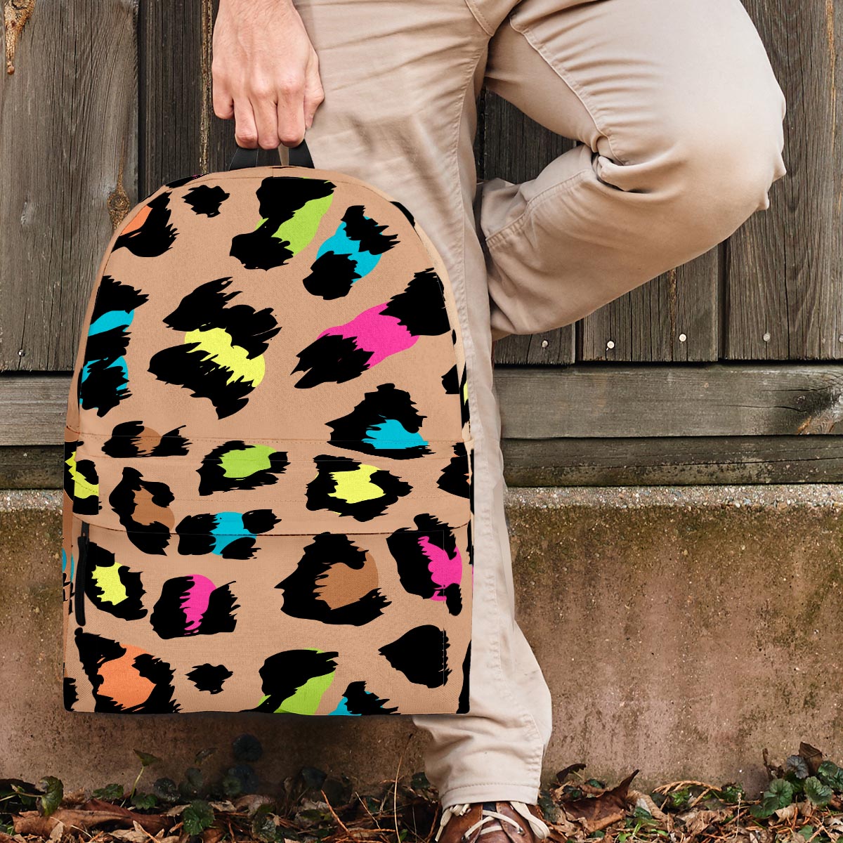 Brown Colorful Cheetah Print Backpack-grizzshop