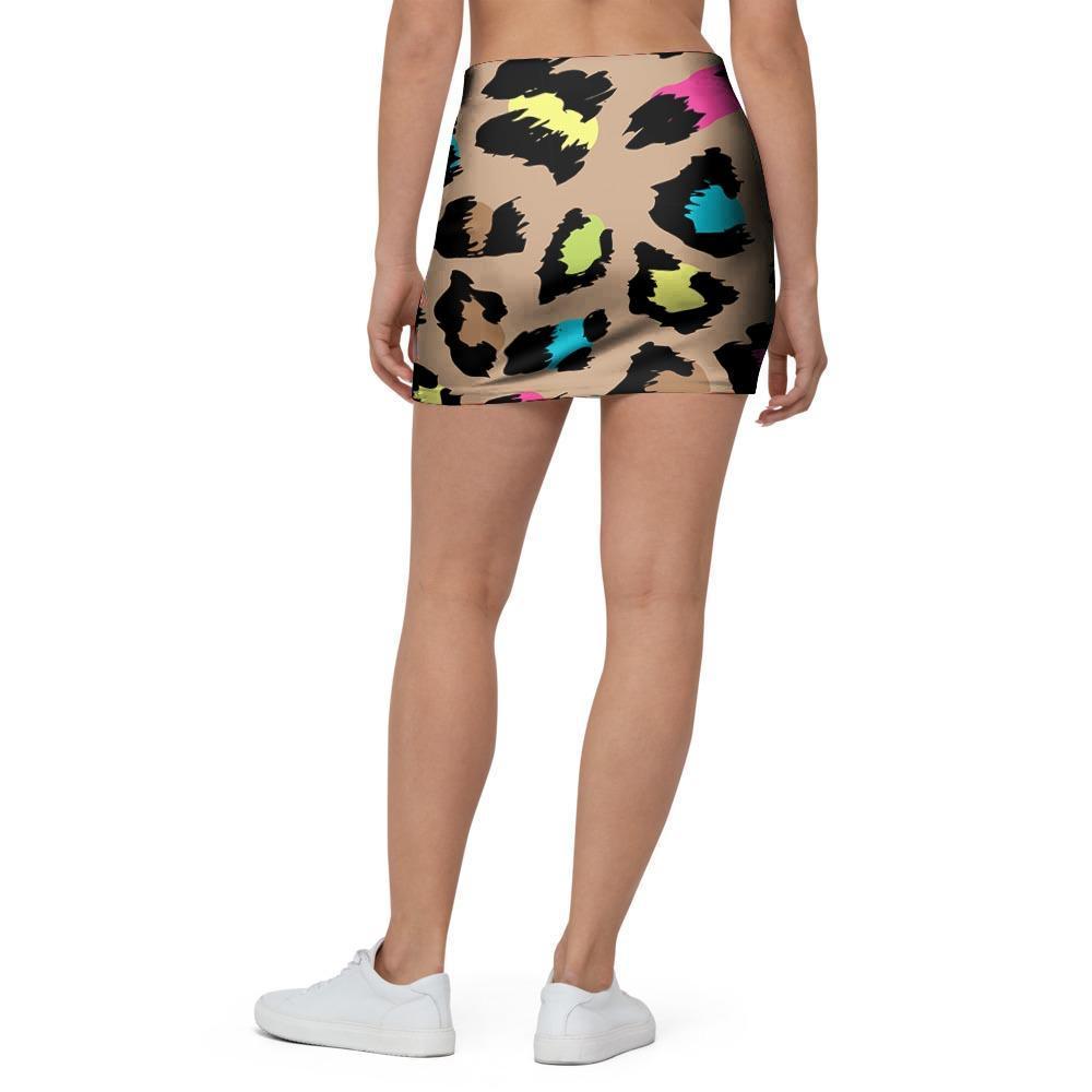 Brown Colorful Cheetah Print Mini Skirt-grizzshop