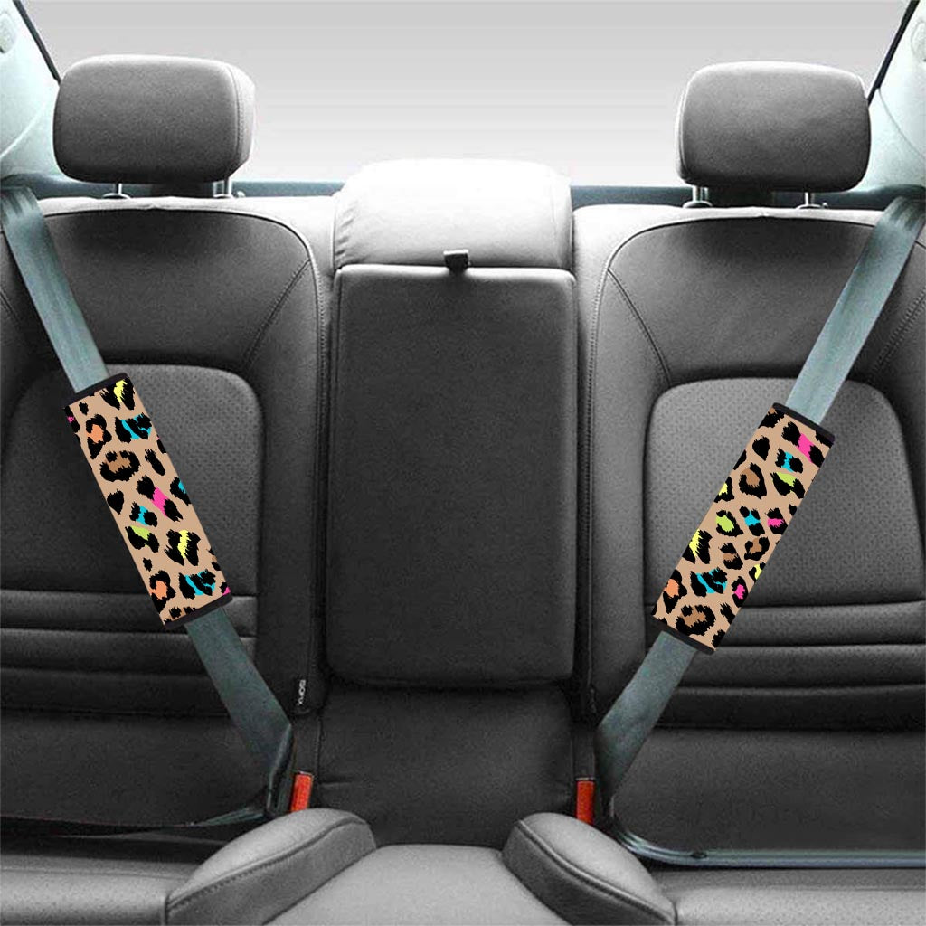 Brown Colorful Cheetah Print Seat Belt Cover-grizzshop