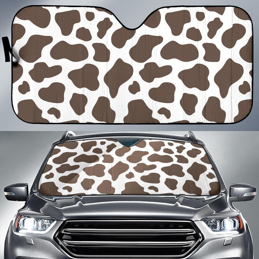 Brown Cow Pattern Print Car Sun Shade-grizzshop