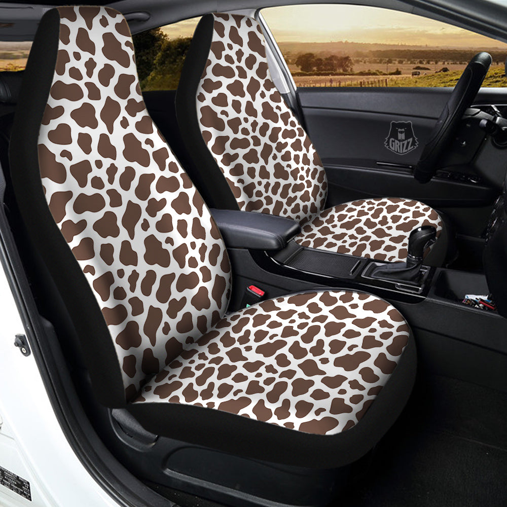 Brown Cow Print Pattern Car Seat Covers-grizzshop