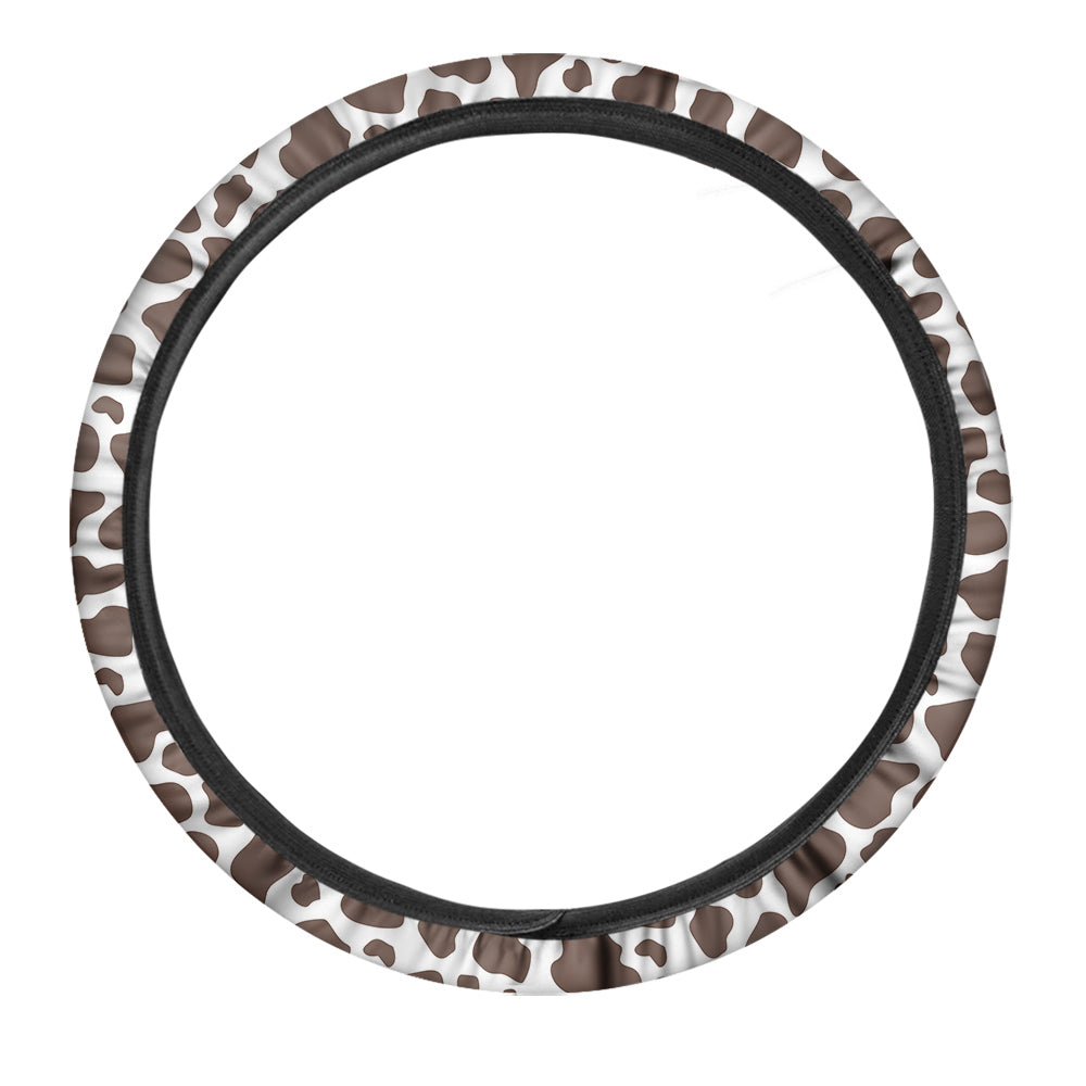 Brown Cow Print Pattern Car Steering Wheel Cover-grizzshop