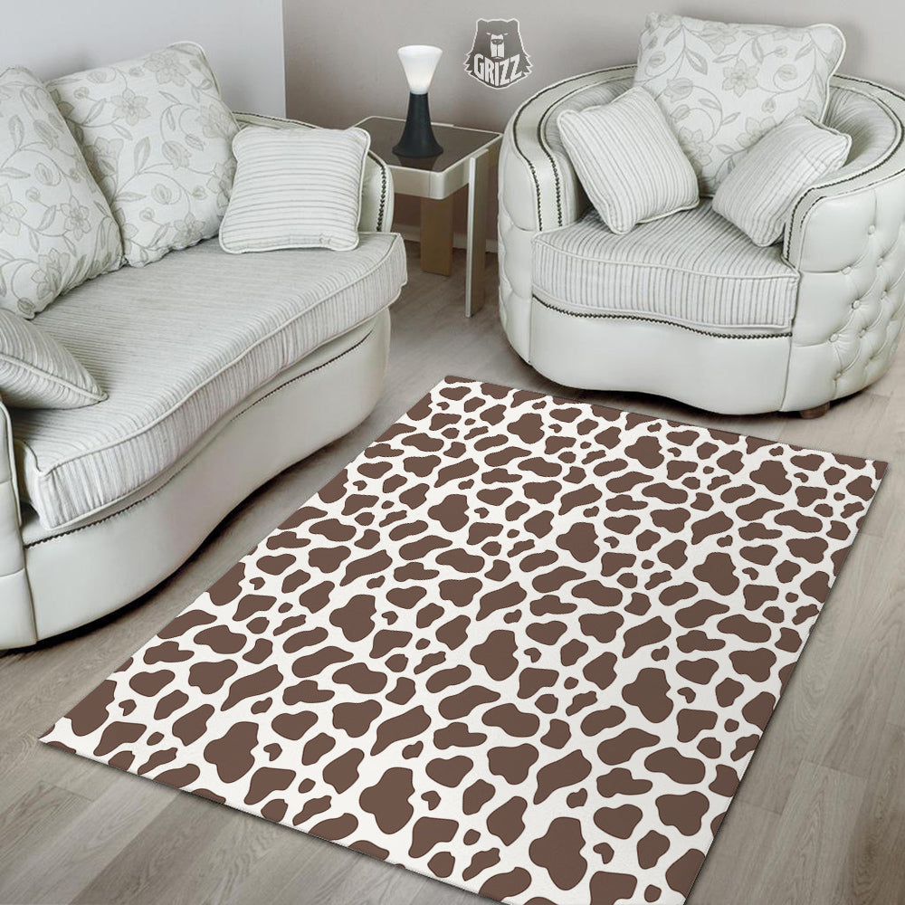 Brown Cow Print Pattern Floor Mat-grizzshop