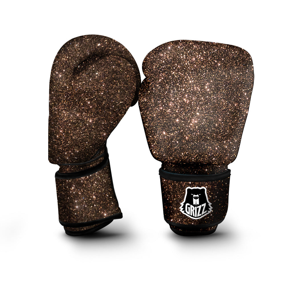 Brown Glitter Print Boxing Gloves-grizzshop