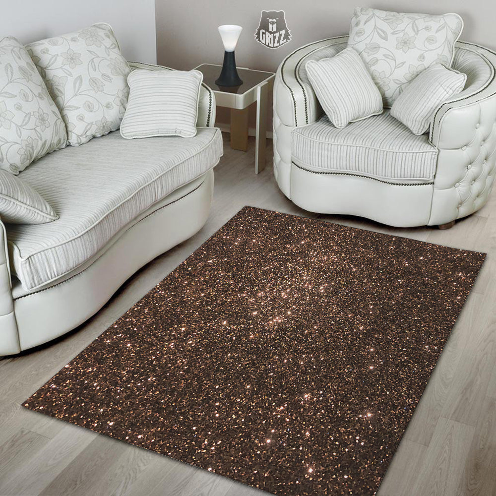 Brown Glitter Print Floor Mat-grizzshop