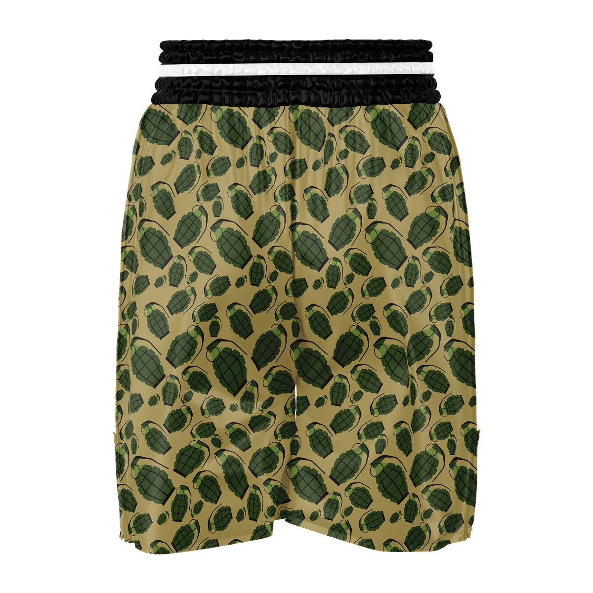 Brown Grenade Print Pattern Boxing Shorts-grizzshop