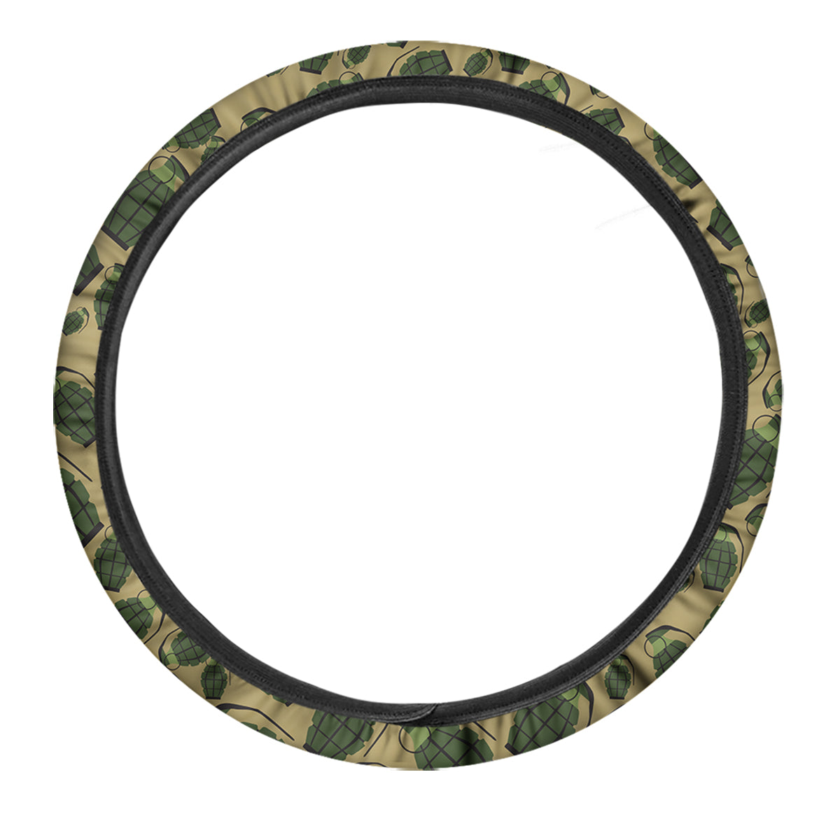 Brown Grenade Print Pattern Car Steering Wheel Cover-grizzshop