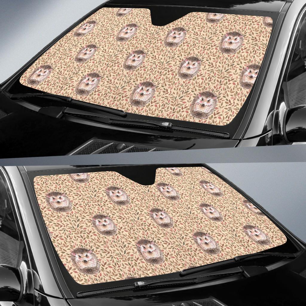 Brown Leaf Hedgehogs Car Sun Shade-grizzshop