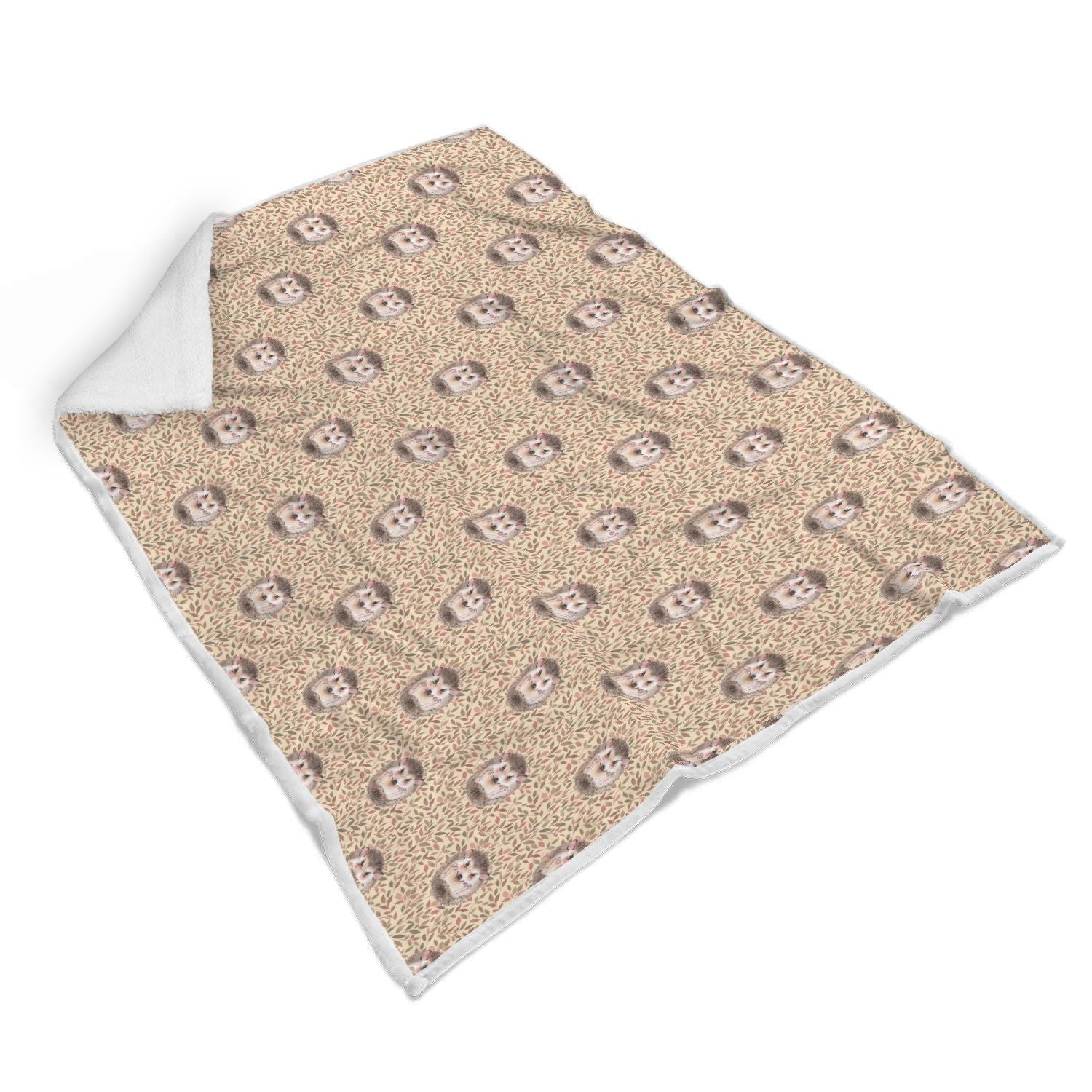 Brown Leaf Hedgehogs Pattern Print Throw Blanket-grizzshop