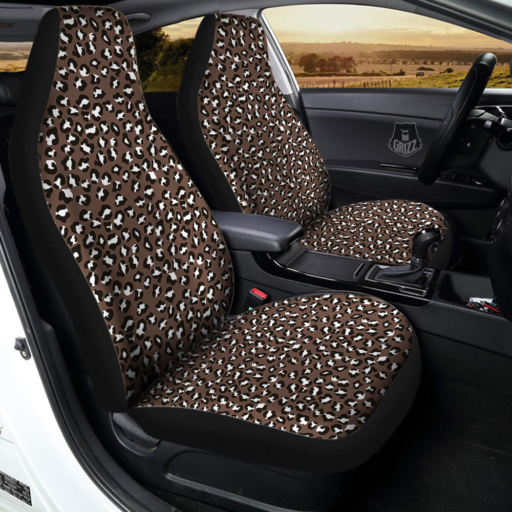 Brown Leopard Print Pattern Car Seat Covers-grizzshop