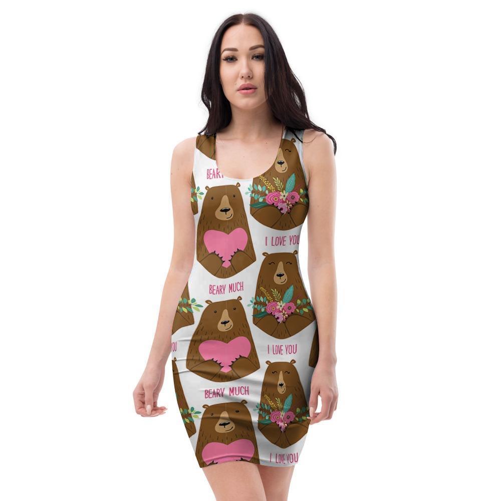 Brown Mama Bear Bodycon Dress-grizzshop
