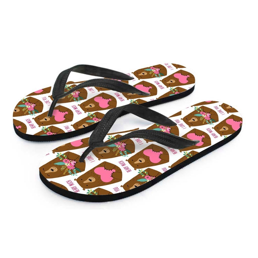 Brown Mama Bear Women's Flip Flops-grizzshop