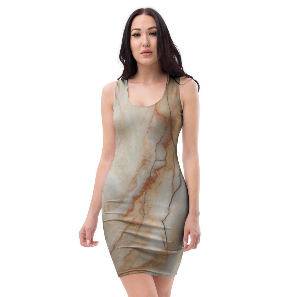Brown Marble Bodycon Dress-grizzshop