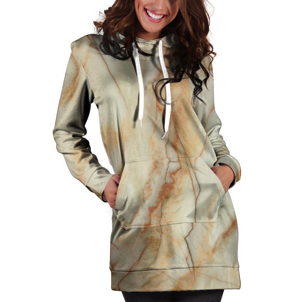 Brown Marble Hoodie Dress-grizzshop
