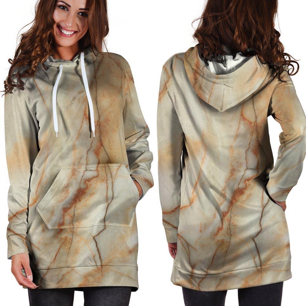 Brown Marble Hoodie Dress-grizzshop