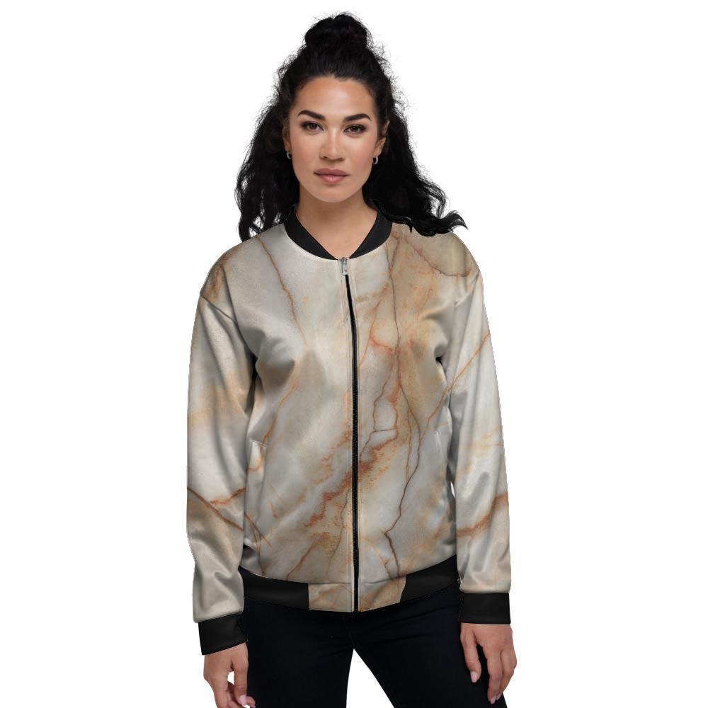 Brown Marble Women's Bomber Jacket-grizzshop