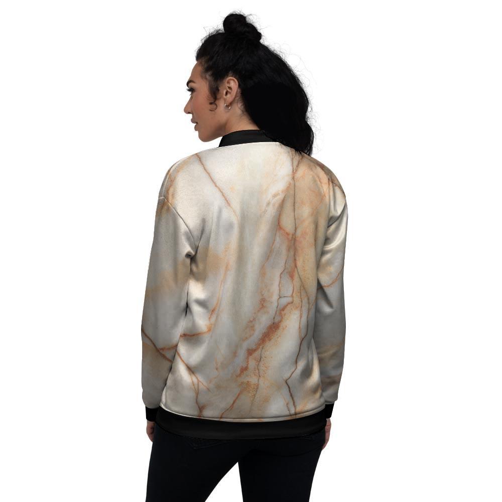 Brown Marble Women's Bomber Jacket-grizzshop