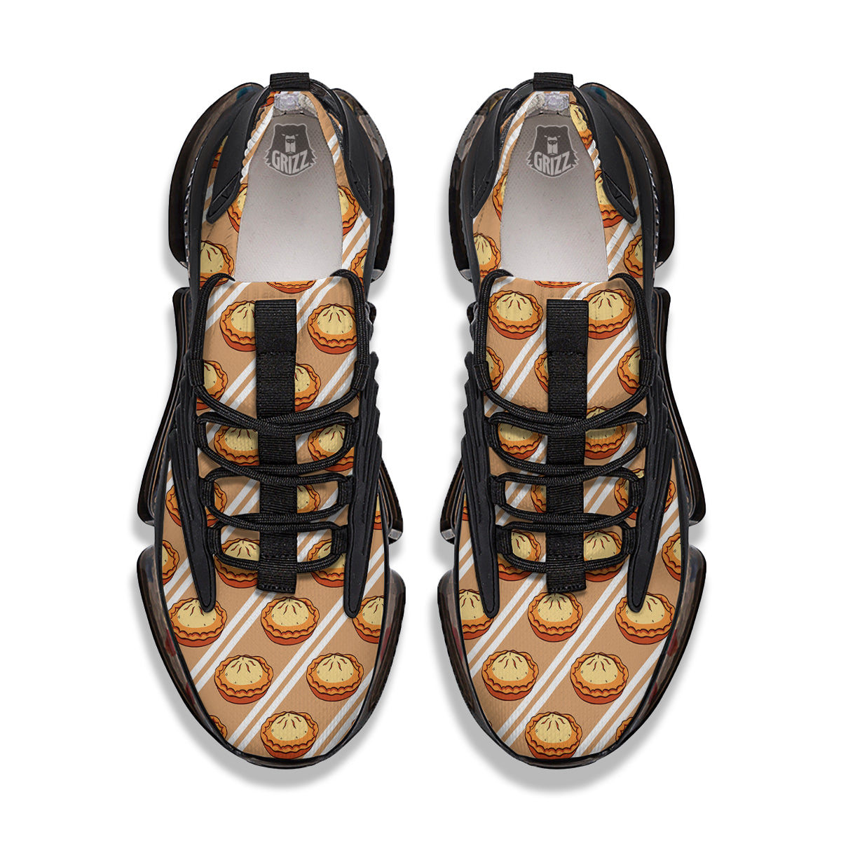 Brown Pie Crumble Print Pattern Black Gym Shoes-grizzshop