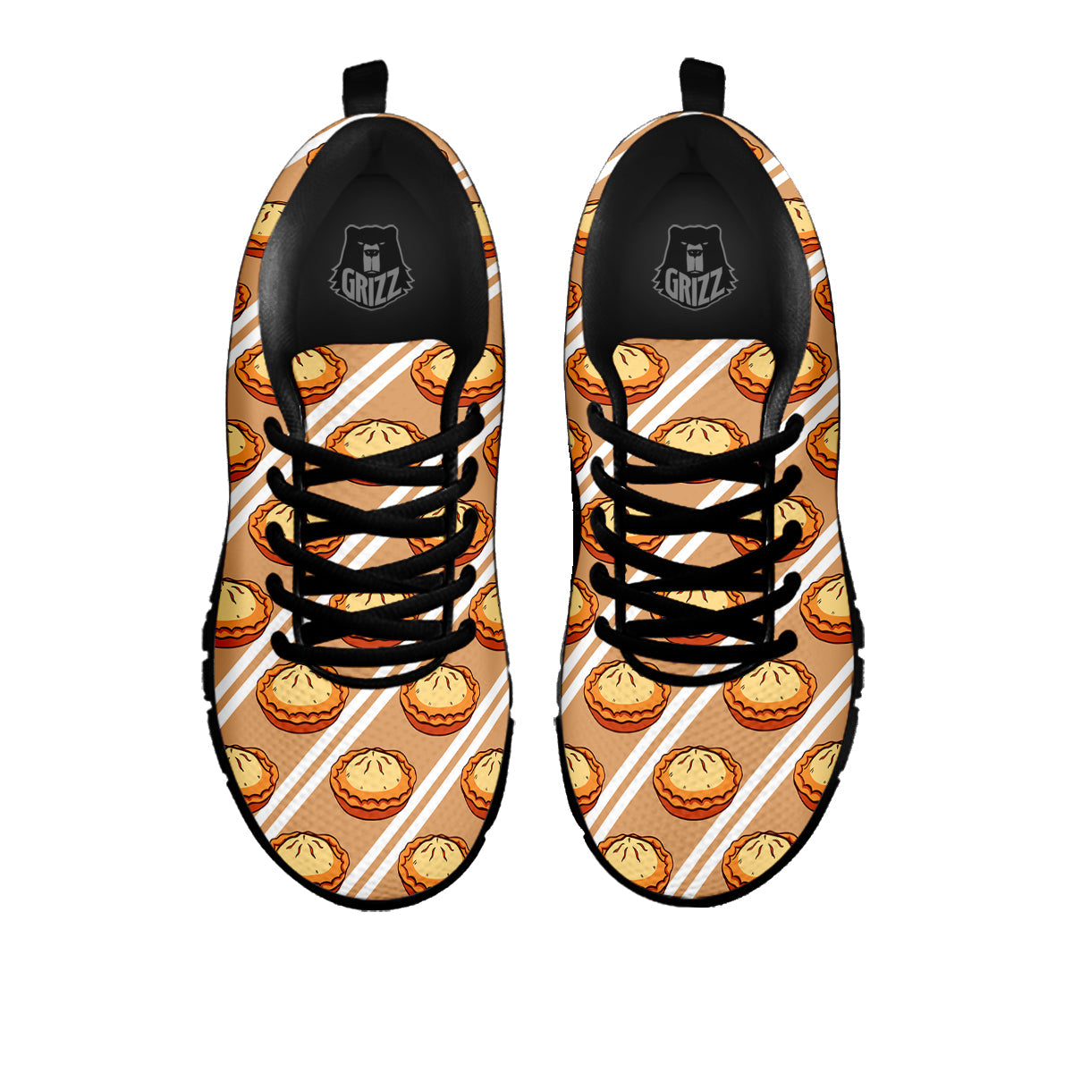 Brown Pie Crumble Print Pattern Black Sneaker-grizzshop