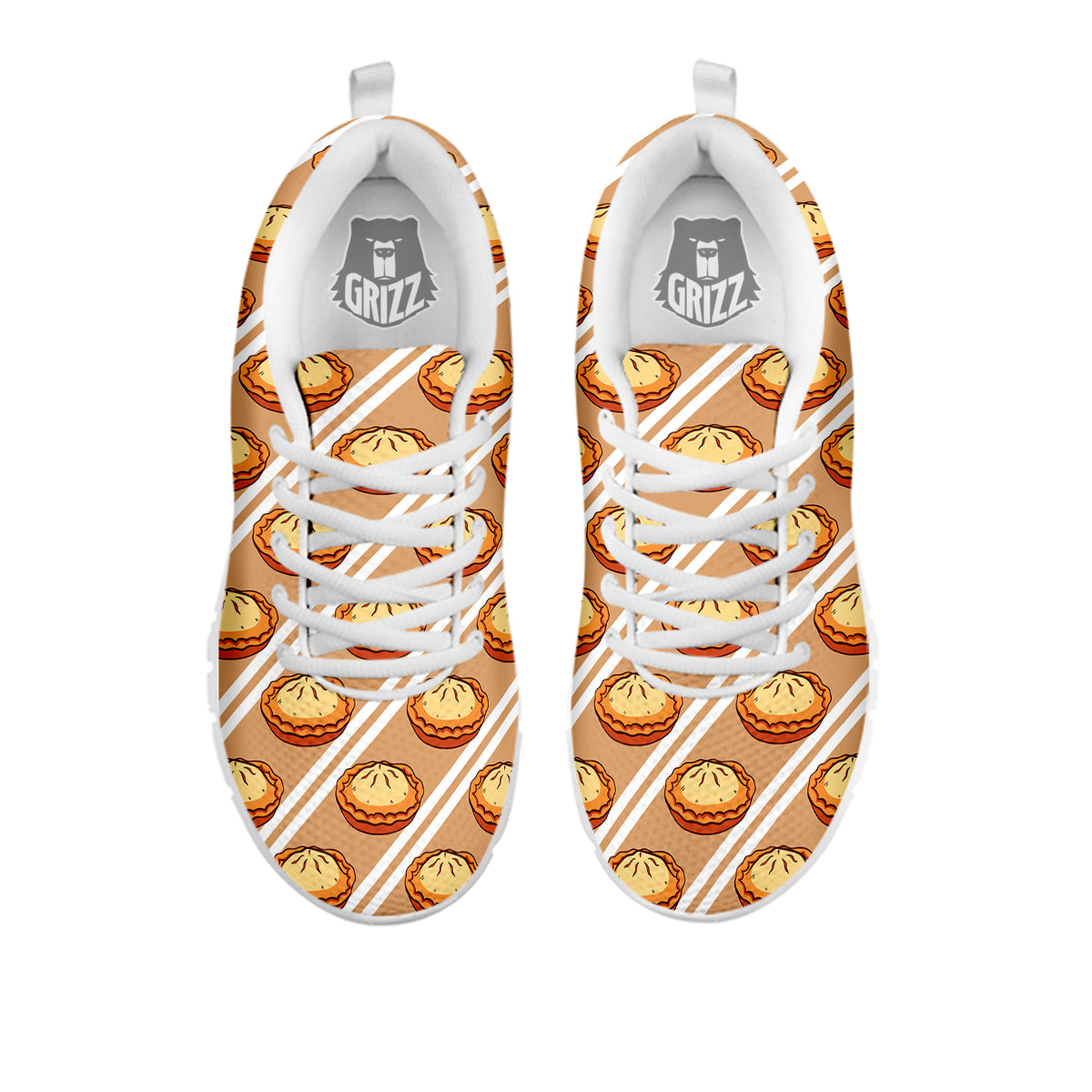 Brown Pie Crumble Print Pattern White Sneaker-grizzshop
