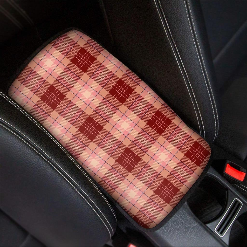 Brown Plaid Tartan Car Console Cover-grizzshop