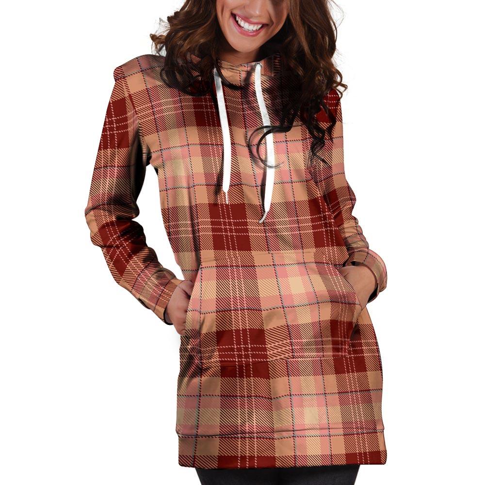 Brown Plaid Tartan Hoodie Dress-grizzshop