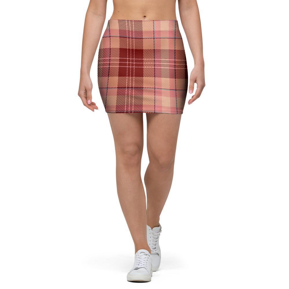 Brown Plaid Tartan Mini Skirt-grizzshop