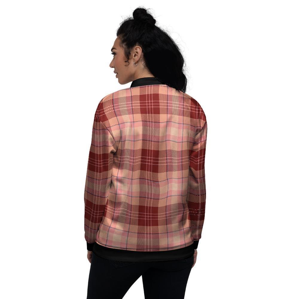 Brown Plaid Tartan Women's Bomber Jacket-grizzshop