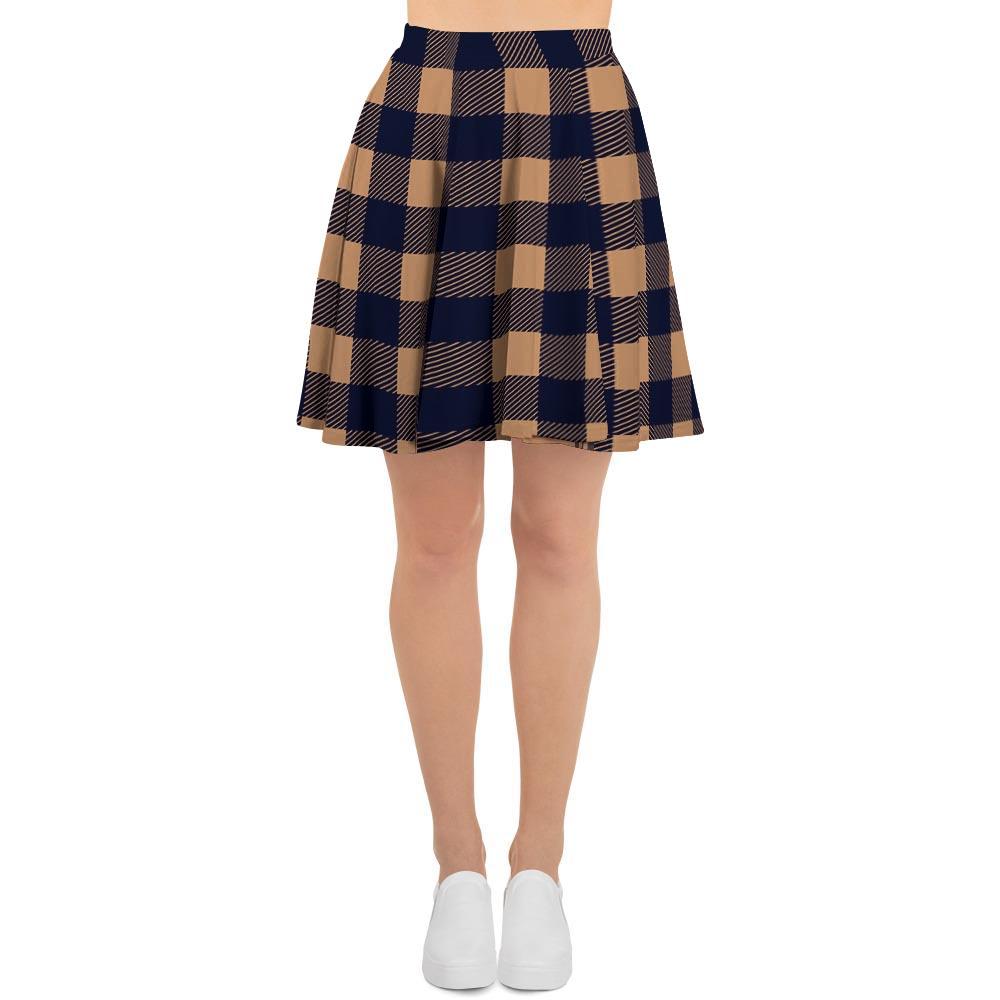 Brown Plaid Women's Skirt-grizzshop
