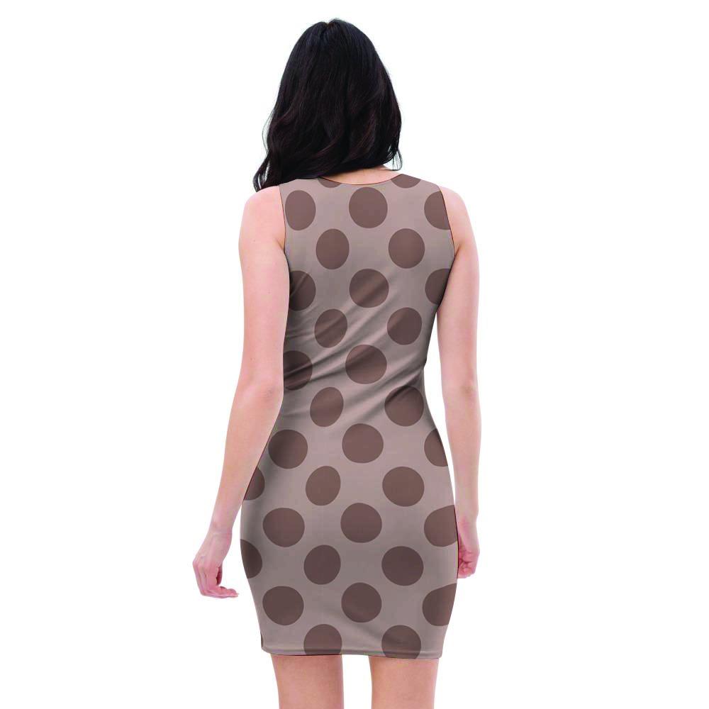 Brown Polka Dot Bodycon Dress-grizzshop