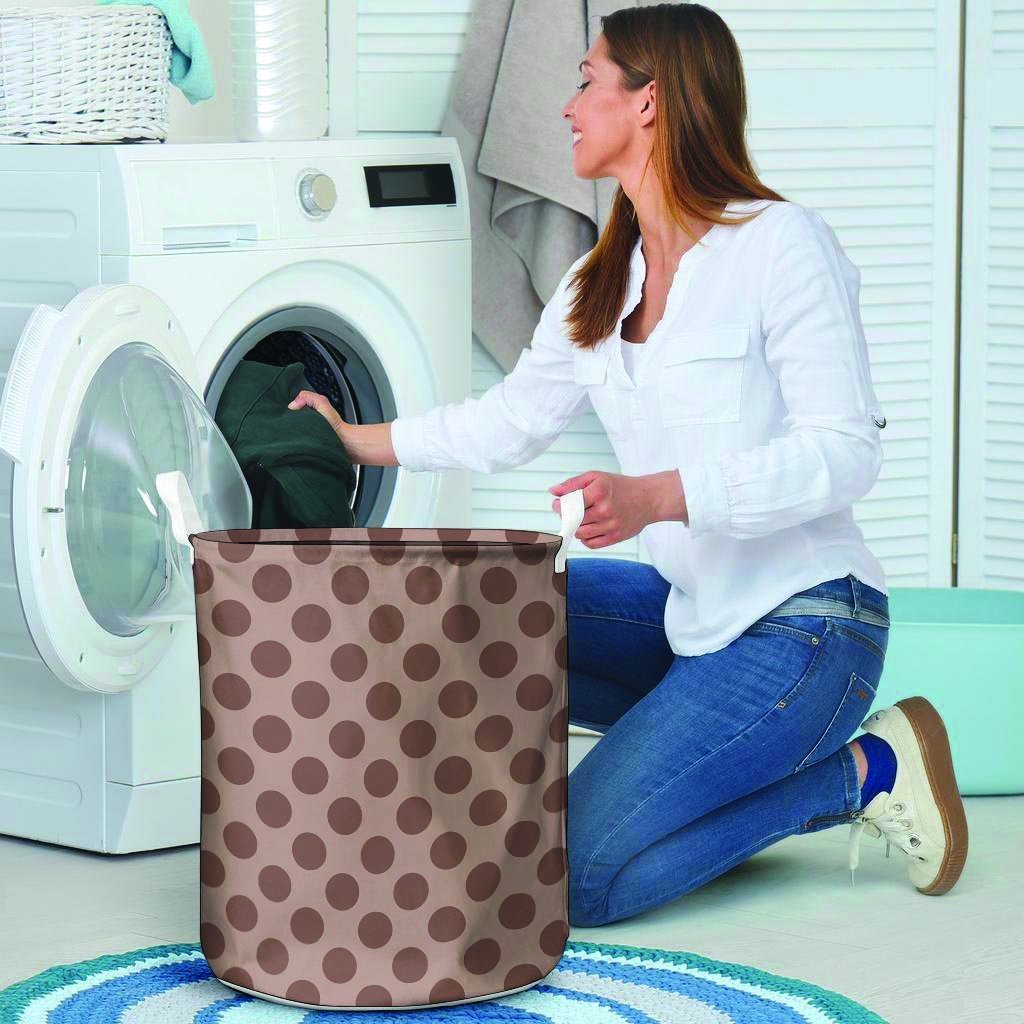 Brown Polka Dot Laundry Basket-grizzshop