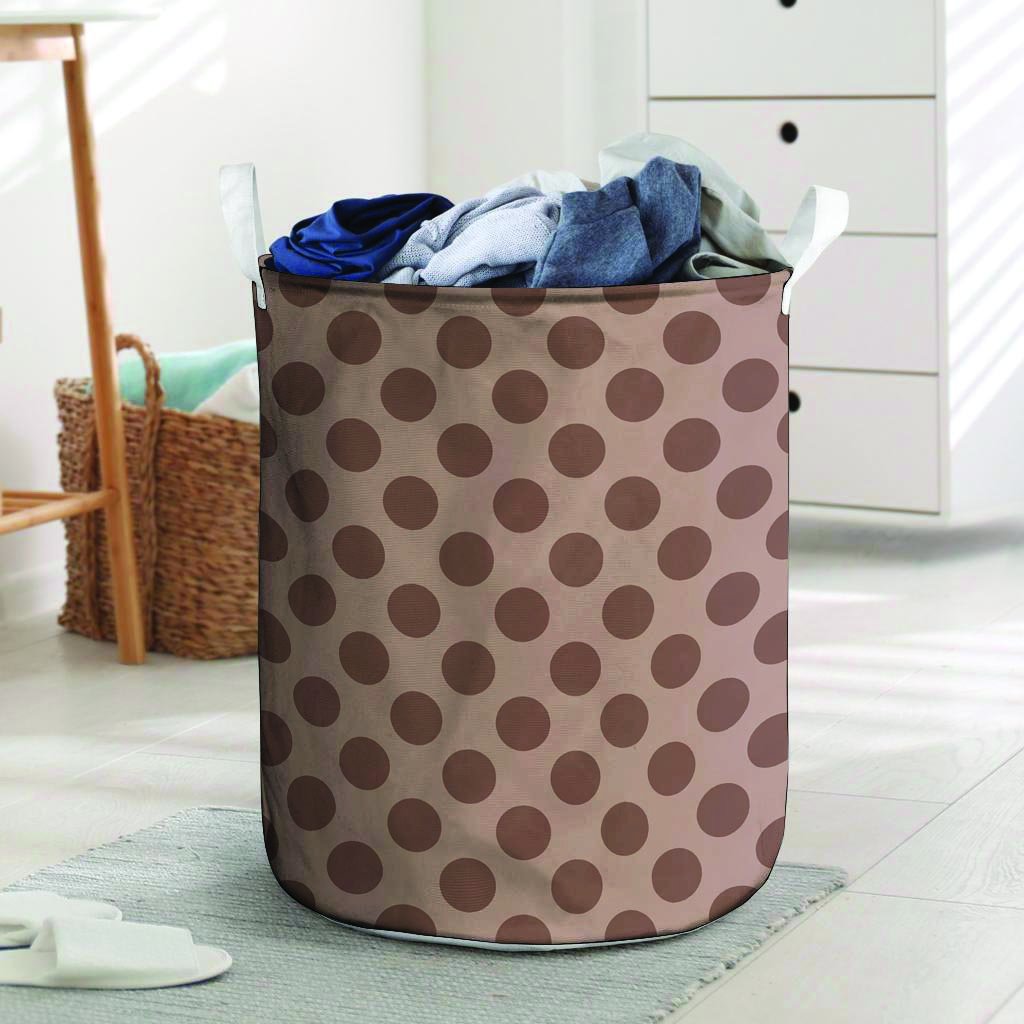 Brown Polka Dot Laundry Basket-grizzshop