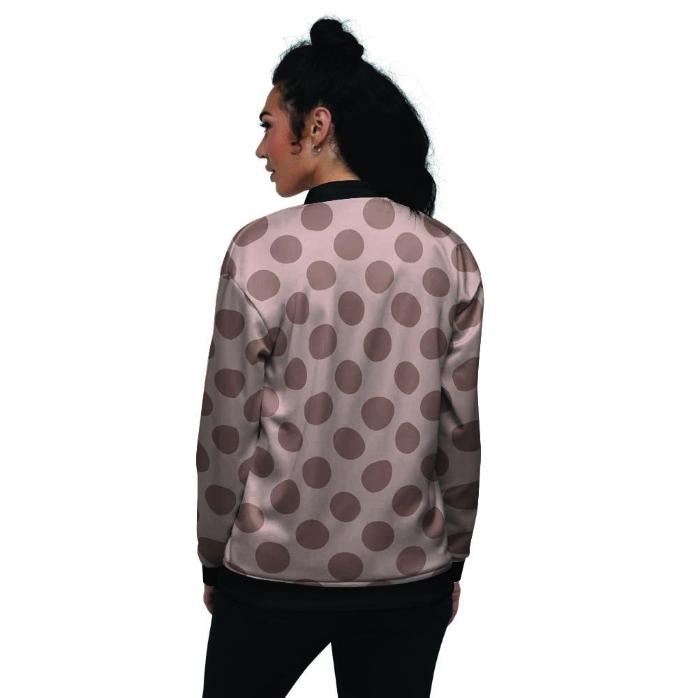Brown Polka Dot Women's Bomber Jacket-grizzshop