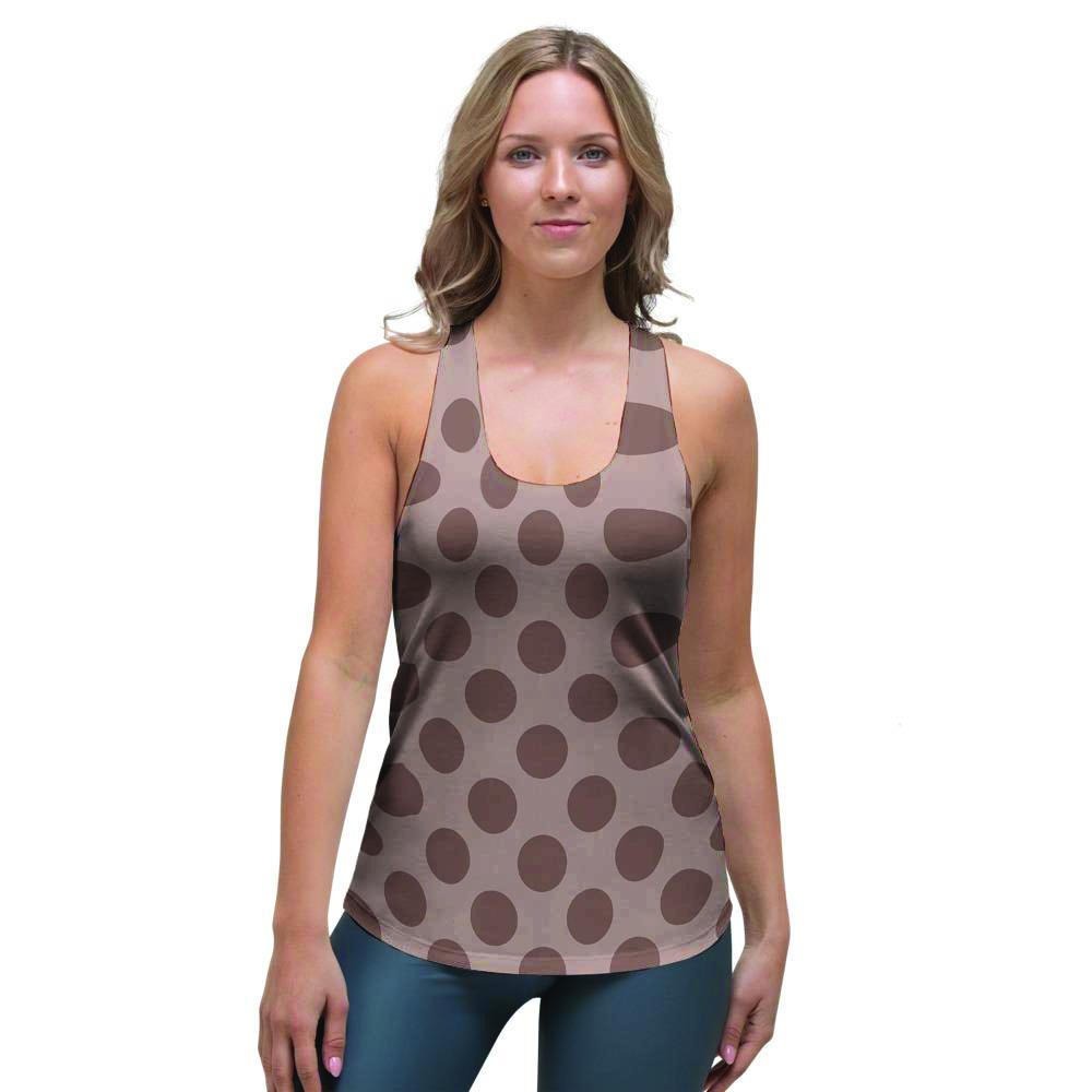 Brown Polka Dot Women's Racerback Tank Top-grizzshop