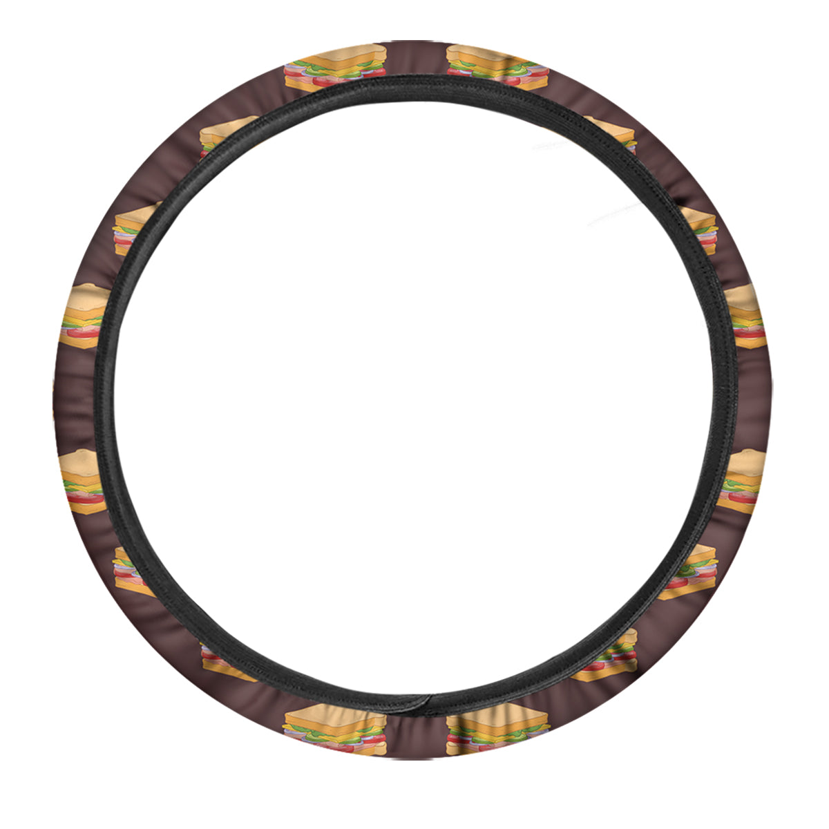 Brown Sandwich Print Pattern Car Steering Wheel Cover-grizzshop