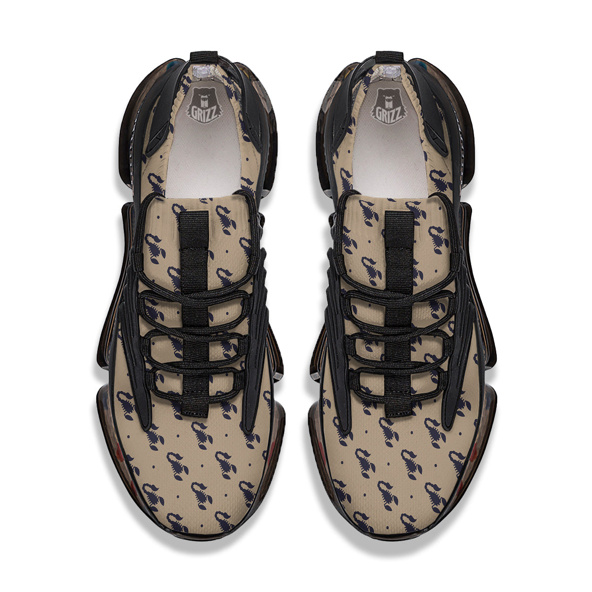 Brown Scorpion Print Pattern Black Gym Shoes-grizzshop