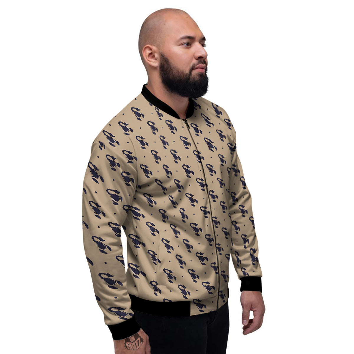 Brown Scorpion Print Pattern Men's Bomber Jacket-grizzshop