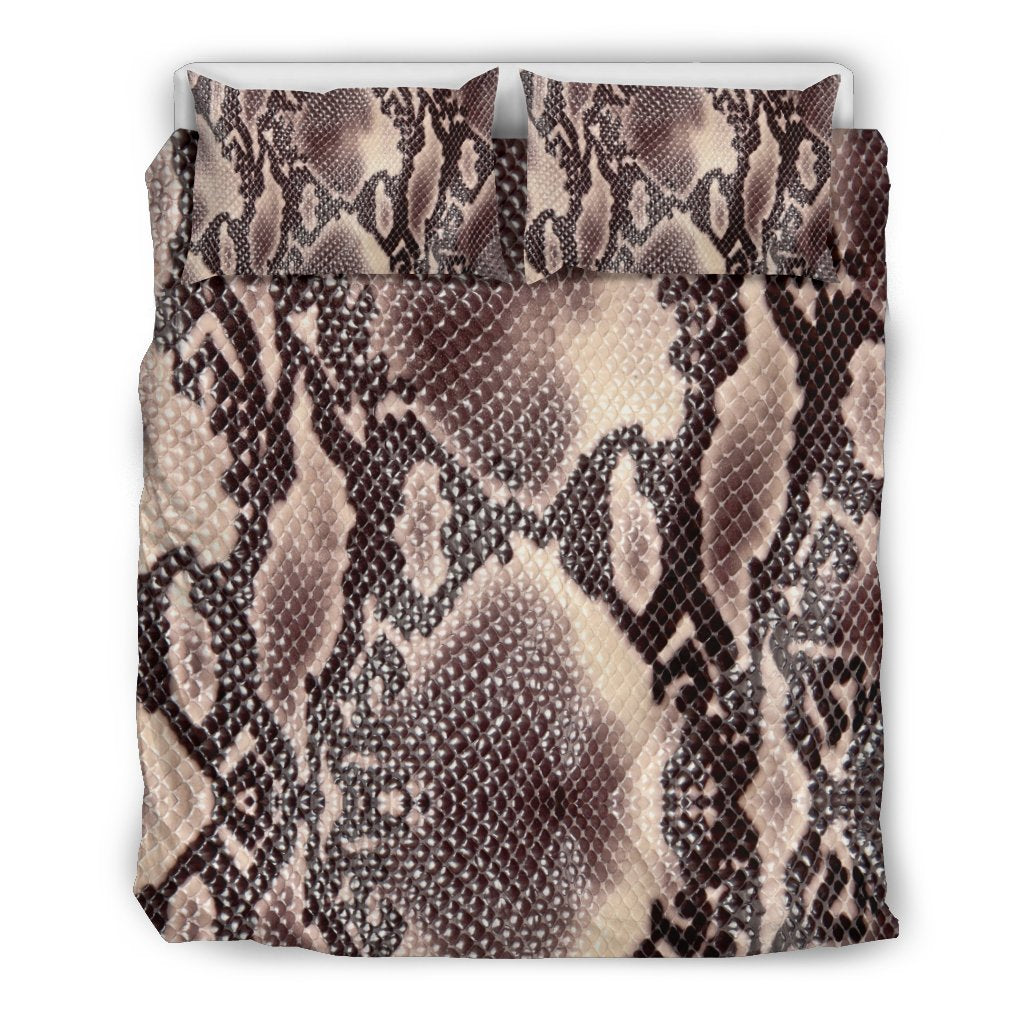 Brown Snakeskin Python Skin Pattern Print Duvet Cover Bedding Set-grizzshop