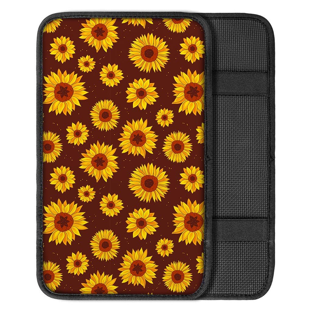 Brown Sunflower Car Console Cover-grizzshop