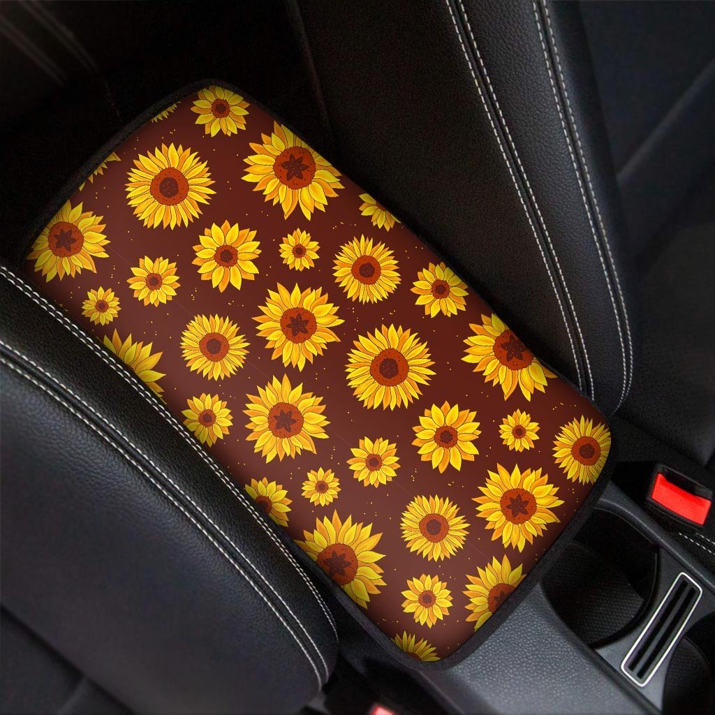 Brown Sunflower Car Console Cover-grizzshop