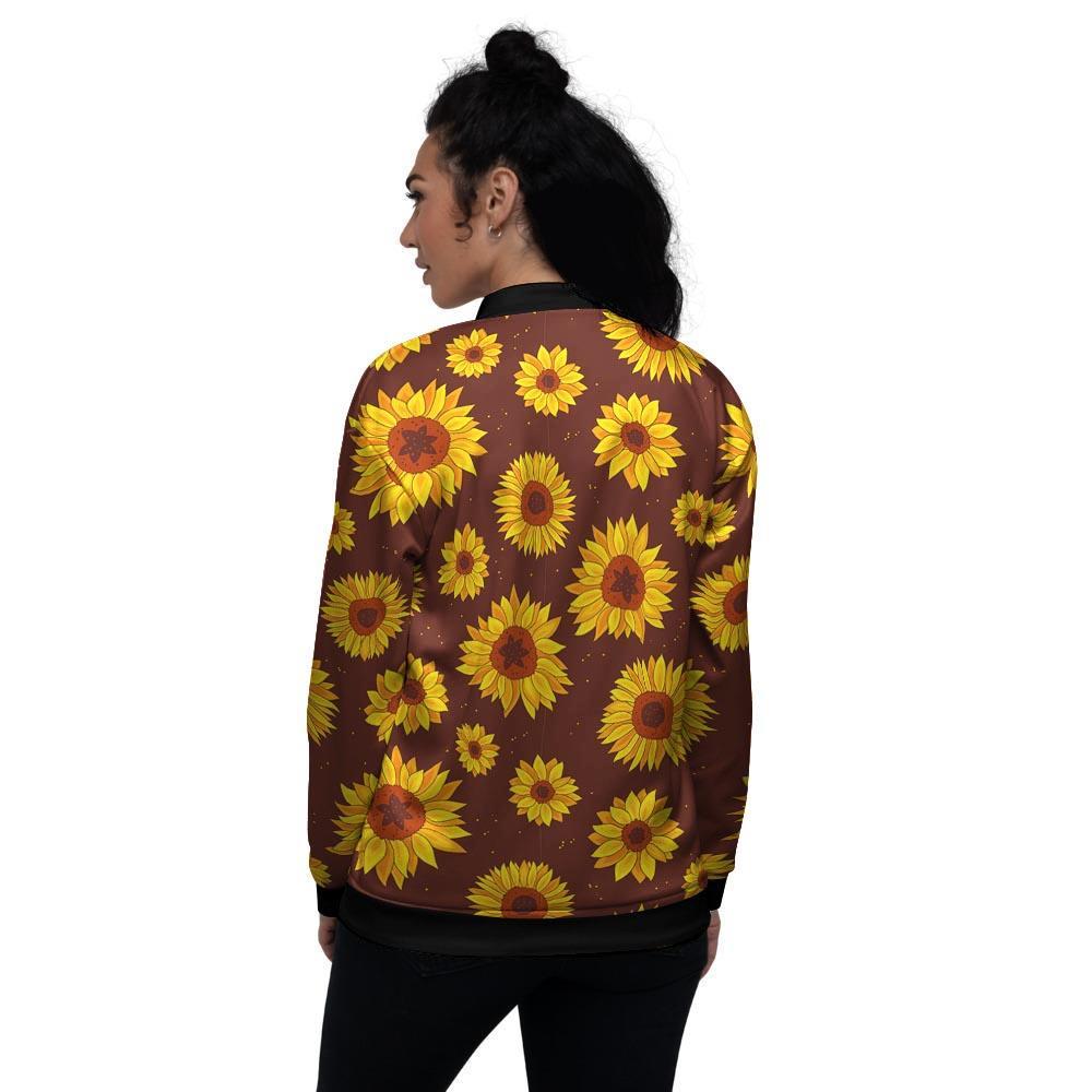 Brown Sunflower Women's Bomber Jacket-grizzshop